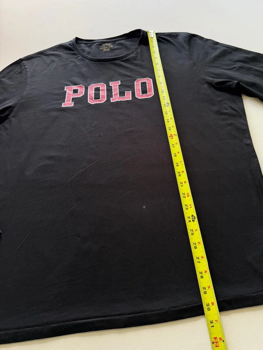 Polo by Ralph Lauren Black Long-Sleeve Tee with Red POLO Chest Logo XXL